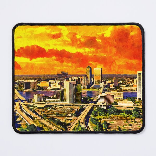Item preview, Skyline of downtown Jacksonville at sunset - digital painting designed and sold by NickoPrints.