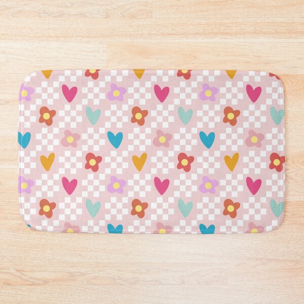 Item preview, Colorful Checker Squares Hearts & Flowers Pattern White & Pink designed and sold by scorpiolane.