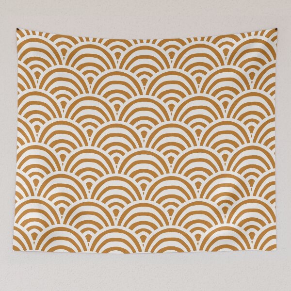 Item preview, Striped boho arches scallop - cream and ochre designed and sold by Chelsea Jay.