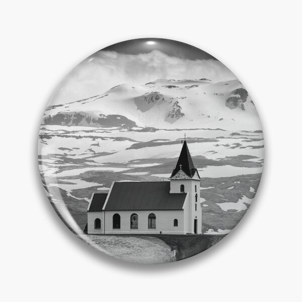 Item preview, Iceland Ingjaldsholl church and mountains black and white designed and sold by mhfoto.