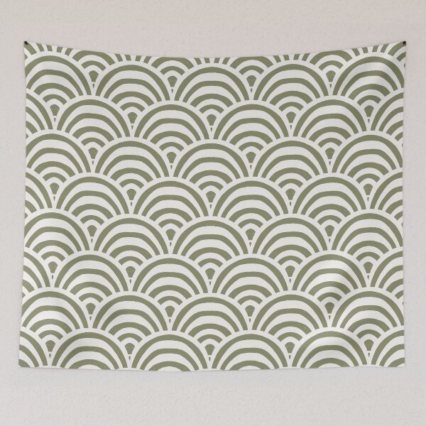 Item preview, Striped boho arches scallop - cream and forest designed and sold by Chelsea Jay.