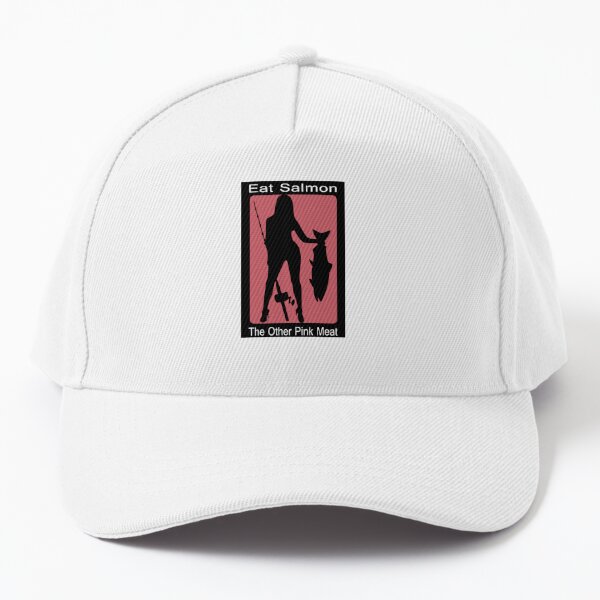 Eat salmon, the other pink meat' funny fishing hat. NWOT