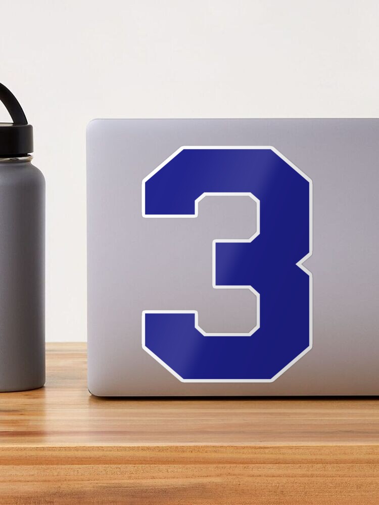 Number 3 blue red sports jersey three Sticker for Sale by LoveIsColorful