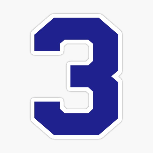 3 - number 3 - jersey number for sportsteam Sticker