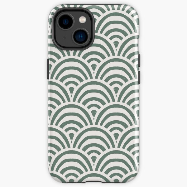 Striped boho arches scallop - cream and emerald iPhone Tough Case