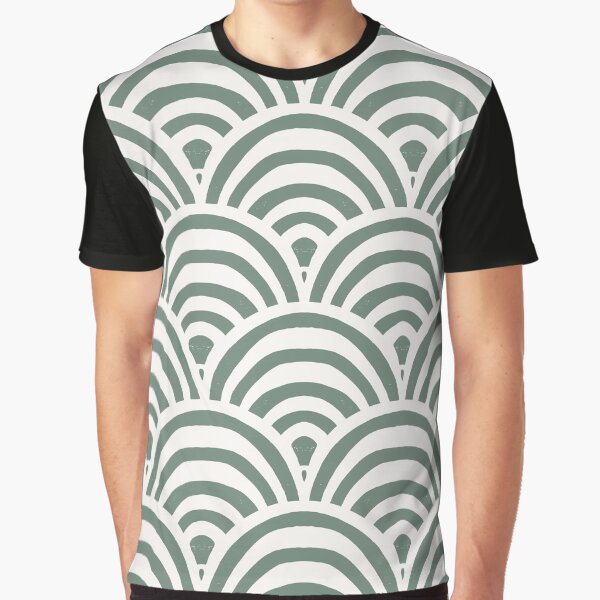 Striped boho arches scallop - cream and emerald Graphic T-Shirt
