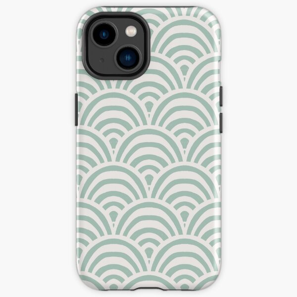 Striped boho arches scallop - cream and sea iPhone Tough Case
