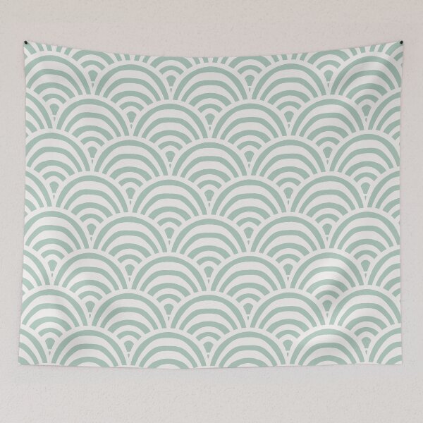 Item preview, Striped boho arches scallop - cream and sea designed and sold by Chelsea Jay.