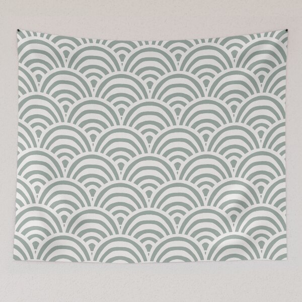 Item preview, Striped boho arches scallop - cream and sage designed and sold by Chelsea Jay.