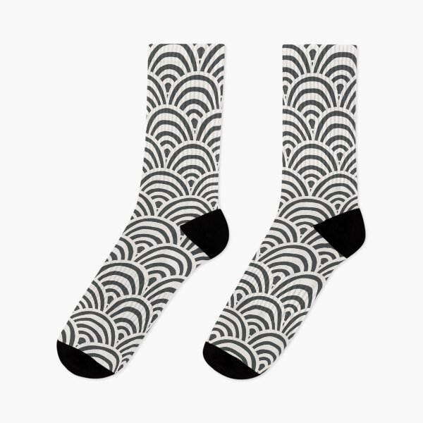 Item preview, Striped boho arches scallop - cream and charcoal designed and sold by Chelsea Jay.