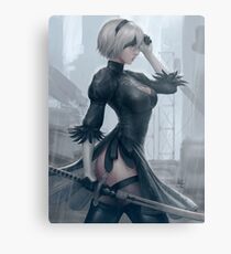 2B - Nier Automata fanart Metal Print