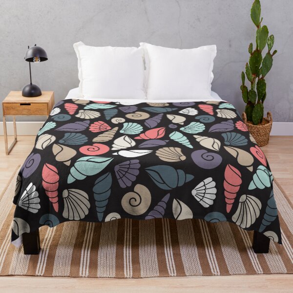 Item preview, Coral pattern and shells dark background designed and sold by izzygorrocha.