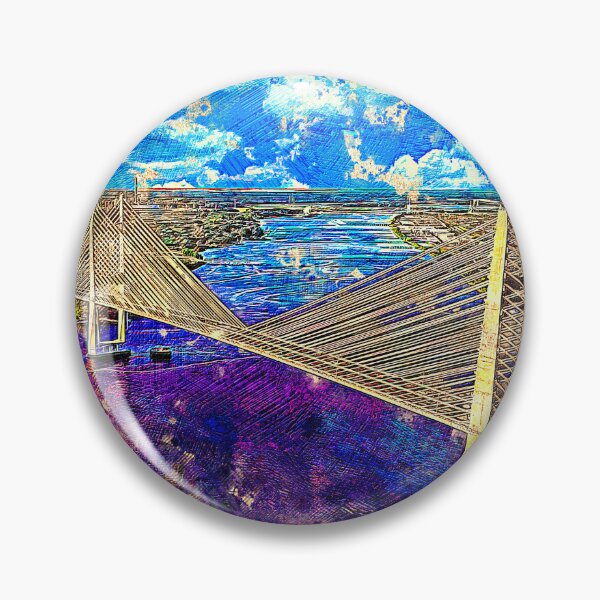 Item preview, Dames Point Bridge, Jacksonville - colored drawing designed and sold by NickoPrints.
