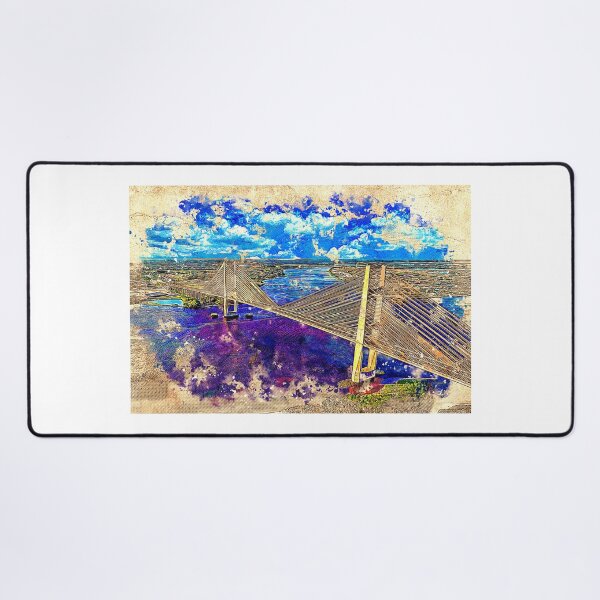 Item preview, Dames Point Bridge, Jacksonville - colored drawing designed and sold by NickoPrints.