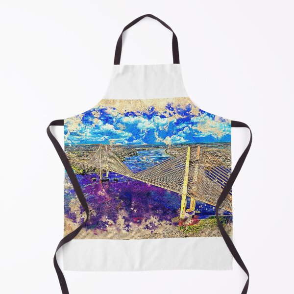 Item preview, Dames Point Bridge, Jacksonville - colored drawing designed and sold by NickoPrints.