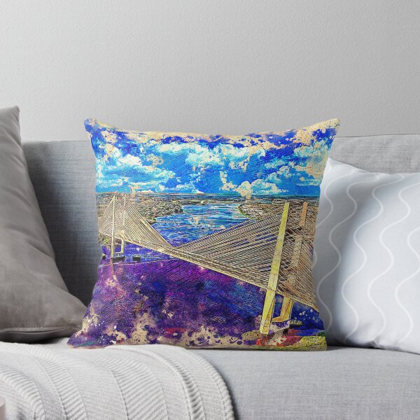 Item preview, Dames Point Bridge, Jacksonville - colored drawing designed and sold by NickoPrints.