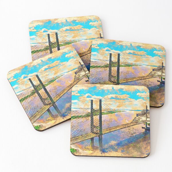 Item preview, Dames Point Bridge, Jacksonville - digital painting with vintage look designed and sold by NickoPrints.