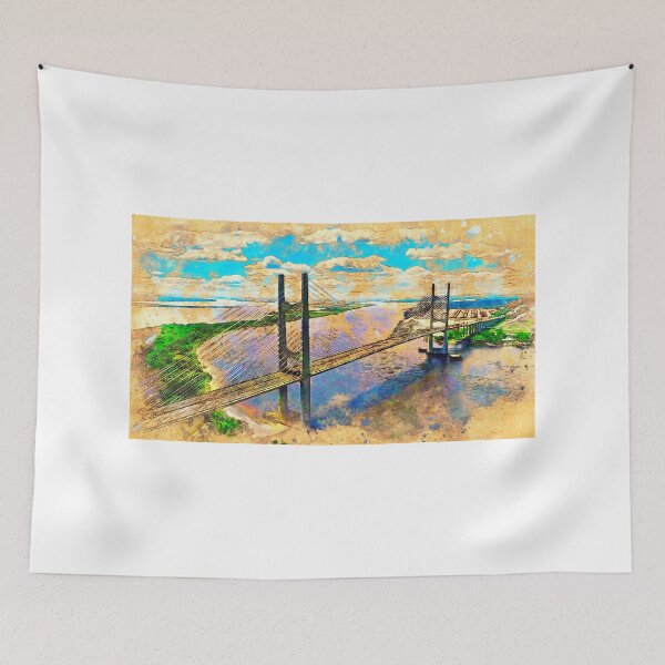 Item preview, Dames Point Bridge, Jacksonville - digital painting with vintage look designed and sold by NickoPrints.