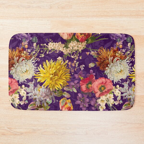 Artikelvorschau, Stilvolles Blumenmuster Paradies, Rosen und Blumen, botanisches Muster, Blumenillustration, Pflanzenmuster, dunkelviolettes Blumenmuster entworfen und verkauft von ZeinabTaha.