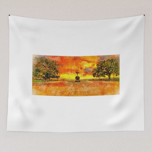 Item preview, Spiritualized Life sculpture in Memorial Park, Jacksonville, at sunset - digital painting designed and sold by NickoPrints.