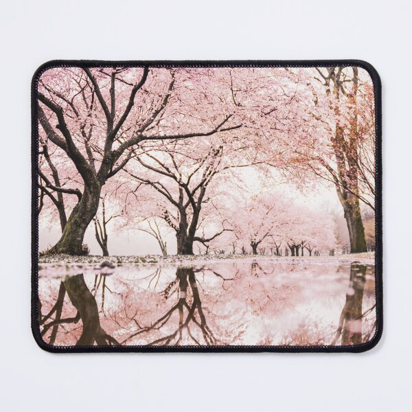 Item preview, Reflejo de árboles de flor rosa en charco en primavera - Reflexión designed and sold by MSistersDesigns.