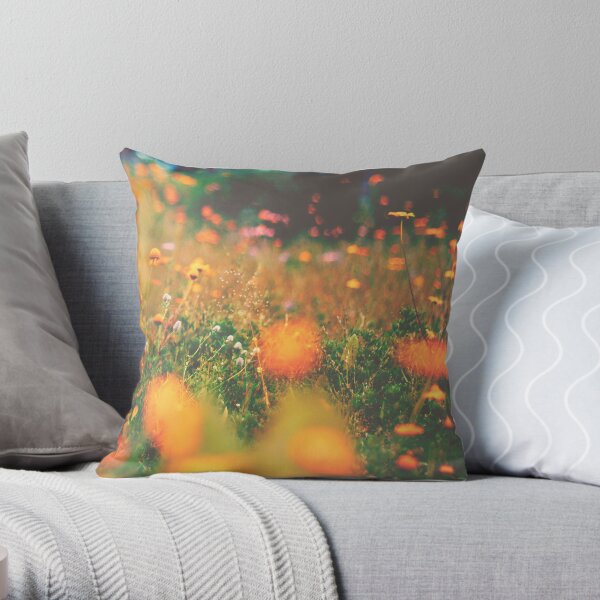 summer flowers - colorful floral Throw Pillow