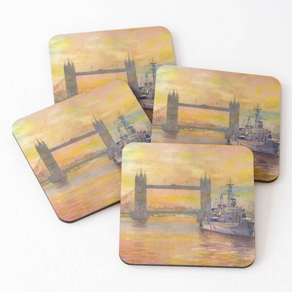 Item preview, Tower Bridge  and boat on River Thames at dusk- London, England.  designed and sold by rfoxphoto.
