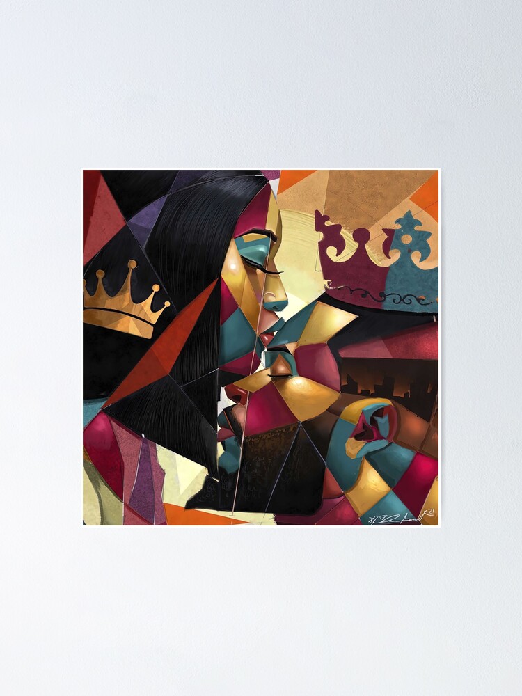 "Black Couple Abstract Black Love Wall Art African Couple Poster