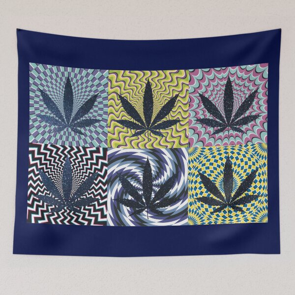 Artikelvorschau, Pot Leaf Pop Art with Retro Colorful Psychedelic Spirals with Space Pot Leaf entworfen und verkauft von YomeHayin.