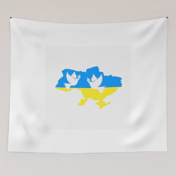 Item preview, yellow-blue map of ukraine and doves of peace. stop war in ukraine designed and sold by Sunshine2504.