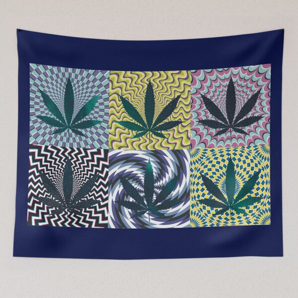 Artikelvorschau, Pot Leaf Pop Art with Retro Colorful Psychedelic Spirals with Space Pot Leaf entworfen und verkauft von YomeHayin.