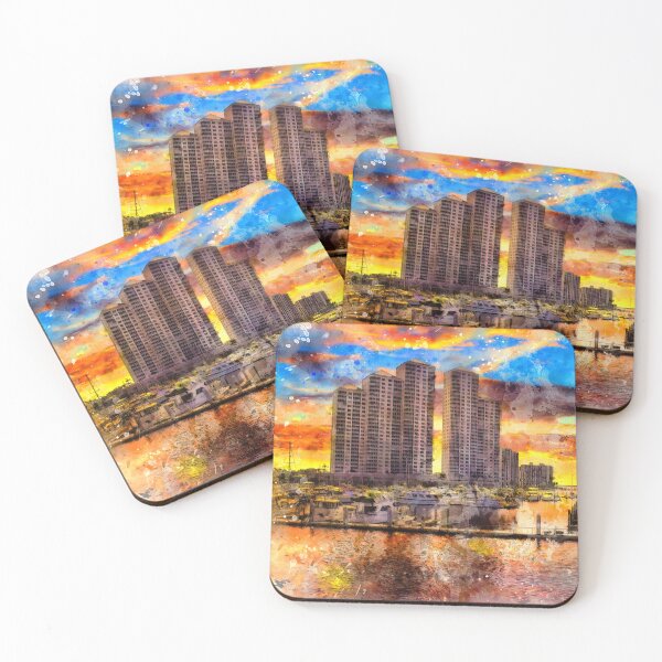 Item preview, High Point Place, Fort Myers, at sunset - digital painting designed and sold by NickoPrints.
