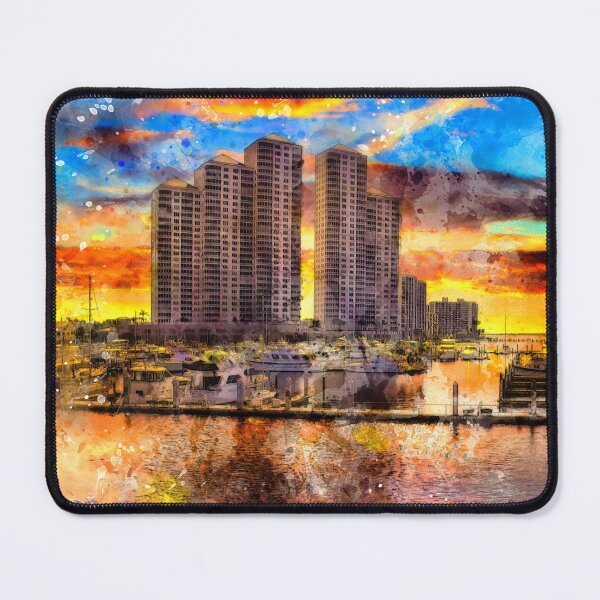 Item preview, High Point Place, Fort Myers, at sunset - digital painting designed and sold by NickoPrints.