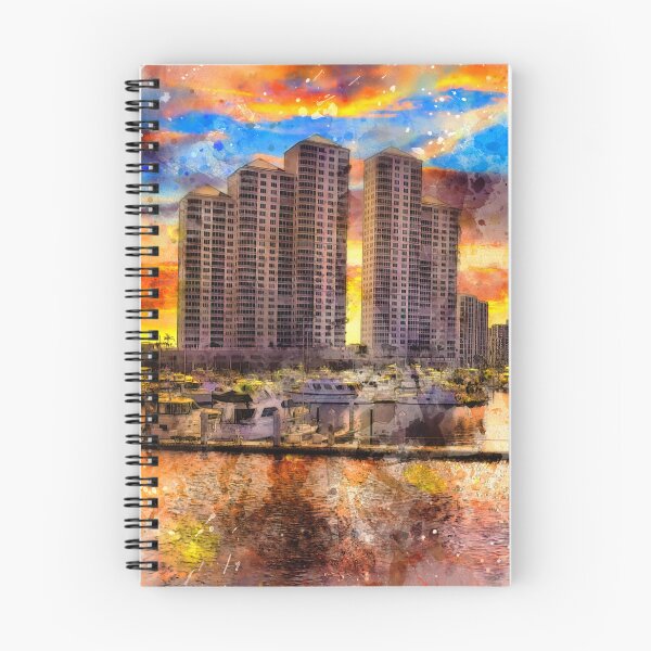 Item preview, High Point Place, Fort Myers, at sunset - digital painting designed and sold by NickoPrints.