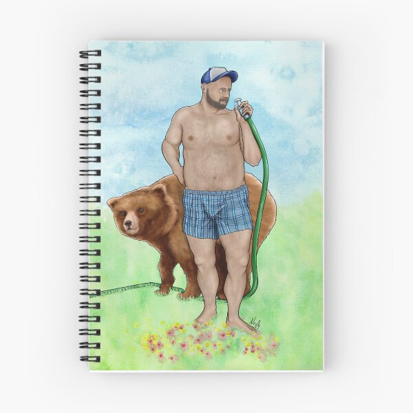Item preview, "Spring" - Bear man on meadow pin up drawing designed and sold by Neofly.Art.