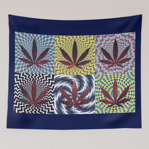 Artikelvorschau, Pot Leaf Pop Art with Retro Colorful Psychedelic Spirals with Space Pot Leaf entworfen und verkauft von YomeHayin.