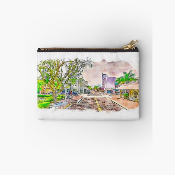 Item preview, Downtown Fort Myers, Florida, near the Edison Theatre - pen sketch and watercolor designed and sold by NickoPrints.