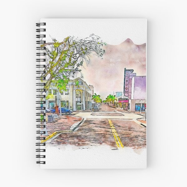Item preview, Downtown Fort Myers, Florida, near the Edison Theatre - pen sketch and watercolor designed and sold by NickoPrints.