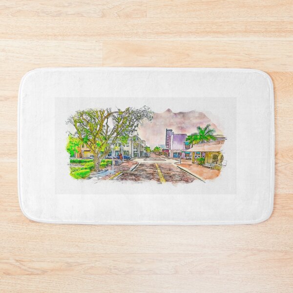 Item preview, Downtown Fort Myers, Florida, near the Edison Theatre - pen sketch and watercolor designed and sold by NickoPrints.