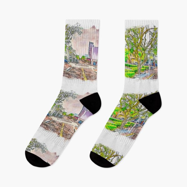 Item preview, Downtown Fort Myers, Florida, near the Edison Theatre - pen sketch and watercolor designed and sold by NickoPrints.