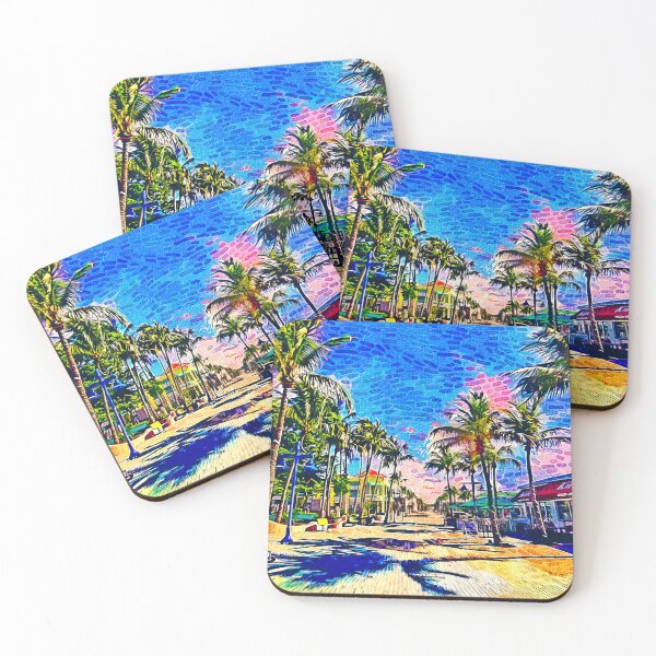Item preview, Times Square, Fort Myers, at sunrise - impressionist painting designed and sold by NickoPrints.