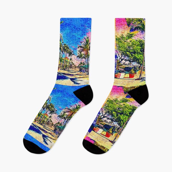 Item preview, Times Square, Fort Myers, at sunrise - impressionist painting designed and sold by NickoPrints.