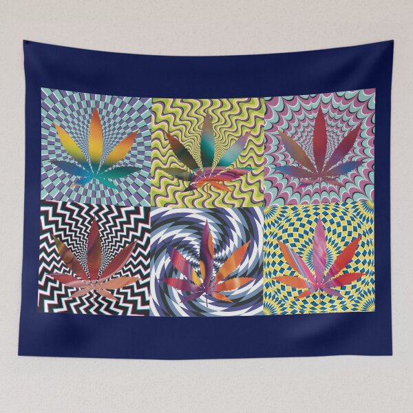 Artikelvorschau, Pot Leaf Pop Art with Retro Colorful Psychedelic Spirals with Colorful Pot Leaf entworfen und verkauft von YomeHayin.