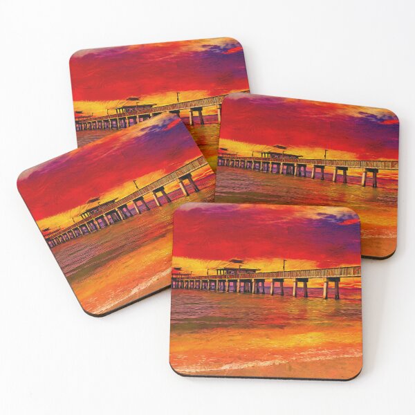 Item preview, Fort Myers fishing pier at sunset - digital painting designed and sold by NickoPrints.