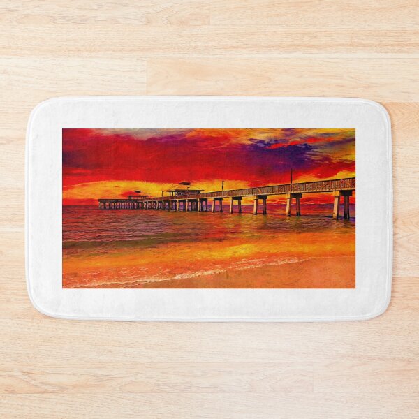 Item preview, Fort Myers fishing pier at sunset - digital painting designed and sold by NickoPrints.