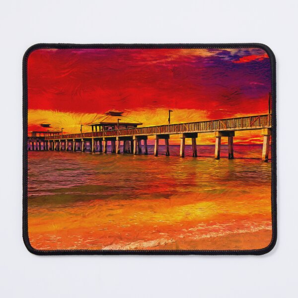 Item preview, Fort Myers fishing pier at sunset - digital painting designed and sold by NickoPrints.