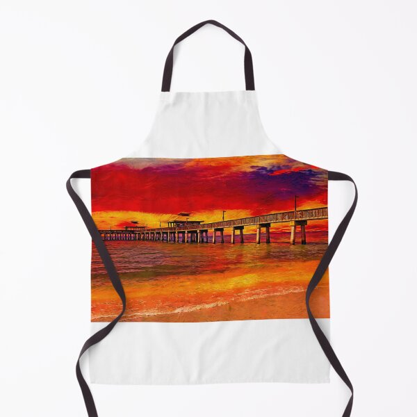 Item preview, Fort Myers fishing pier at sunset - digital painting designed and sold by NickoPrints.