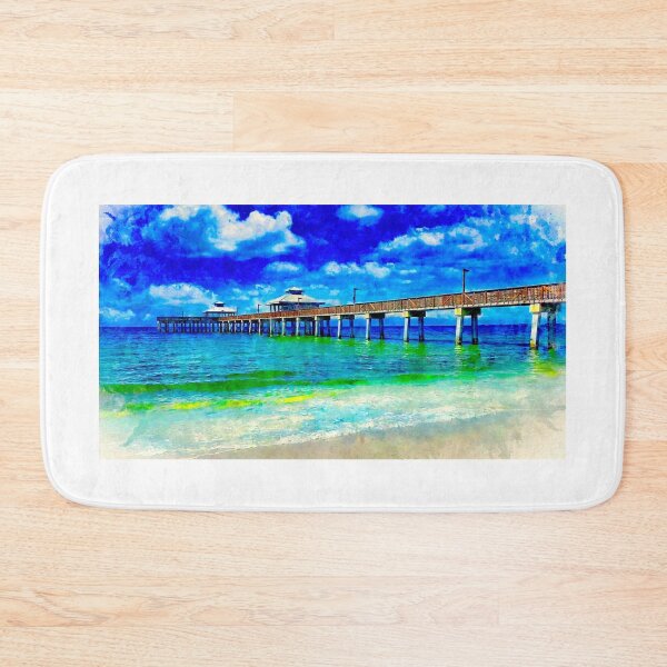 Item preview, Fort Myers Beach pier - watercolor ink painting designed and sold by NickoPrints.