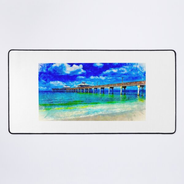 Item preview, Fort Myers Beach pier - watercolor ink painting designed and sold by NickoPrints.