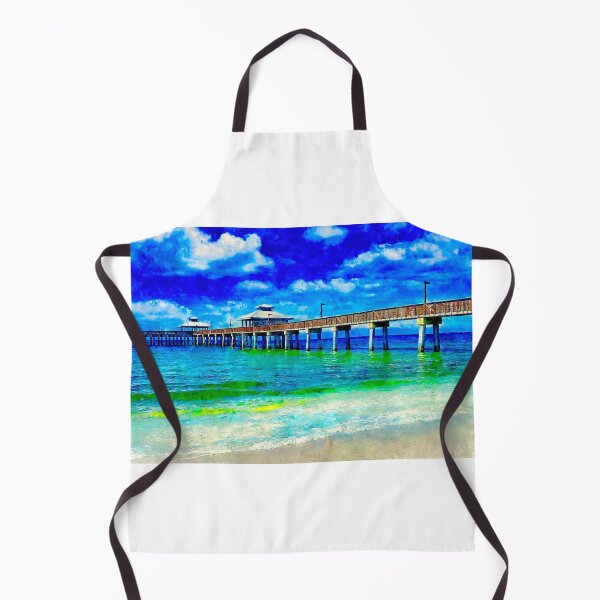 Item preview, Fort Myers Beach pier - watercolor ink painting designed and sold by NickoPrints.